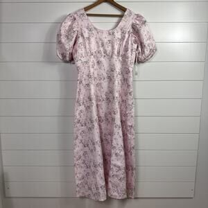 Tuckernuck Pink Floral Puff-Sleeve Midi Dress